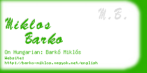 miklos barko business card